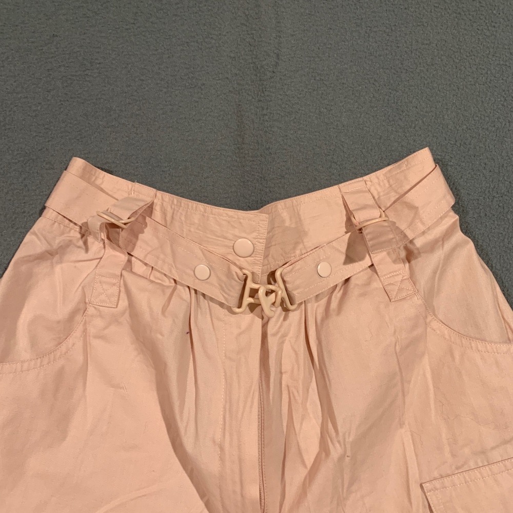 VTG Unique Chaus Pink High Waist Cargo Shorts Womens 10 Bermduda Belted 80s‎ 90s - Picture 2 of 9